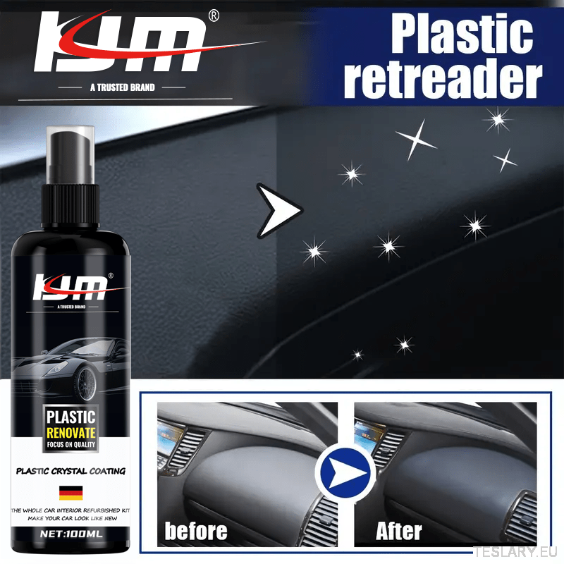 100ml Car Plastic Restorer & Shine Wax - Long - Lasting Hydrophobic Coating for Interior & Exterior, Brightens Black Surfaces - TESLARY Tesla Shop Accessories Europe Nederlands Dublin Cork Ireland Deutschland Espana Alicante France Italia