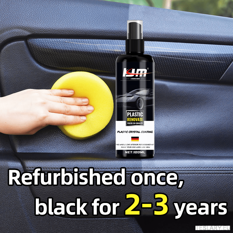 100ml Car Plastic Restorer & Shine Wax - Long - Lasting Hydrophobic Coating for Interior & Exterior, Brightens Black Surfaces - TESLARY Tesla Shop Accessories Europe Nederlands Dublin Cork Ireland Deutschland Espana Alicante France Italia