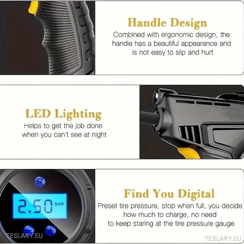 12 Volt Tyre Inflation Compressor Gun - TESLARY Tesla Shop Accessories Europe Nederlands Ireland Deutschland Espana Alicante France Italia