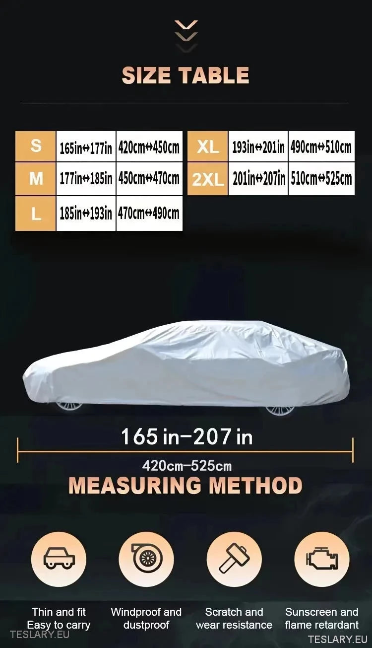 Indoor/Outdoor Universal 4.9M Car Cover/Protector Suitable for Tesla Model 3 / Y