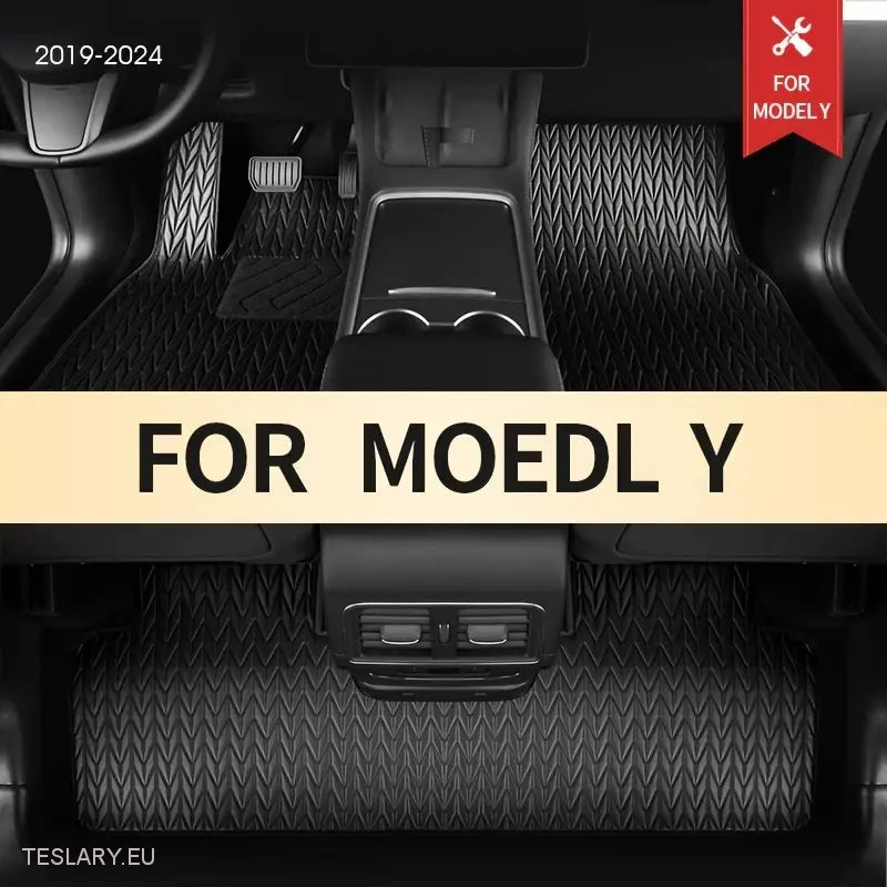 Tesla Model Y Mats de piso de cuero PU personalizadas (disco de mano izquierda)