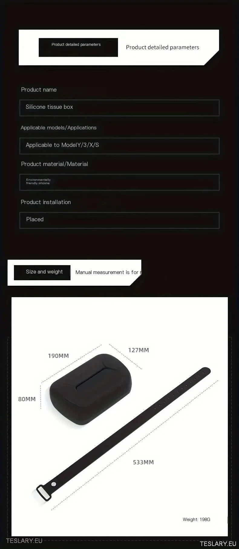 Tesla 3/y/x/s silikonvävnadshållare med justerbar rem