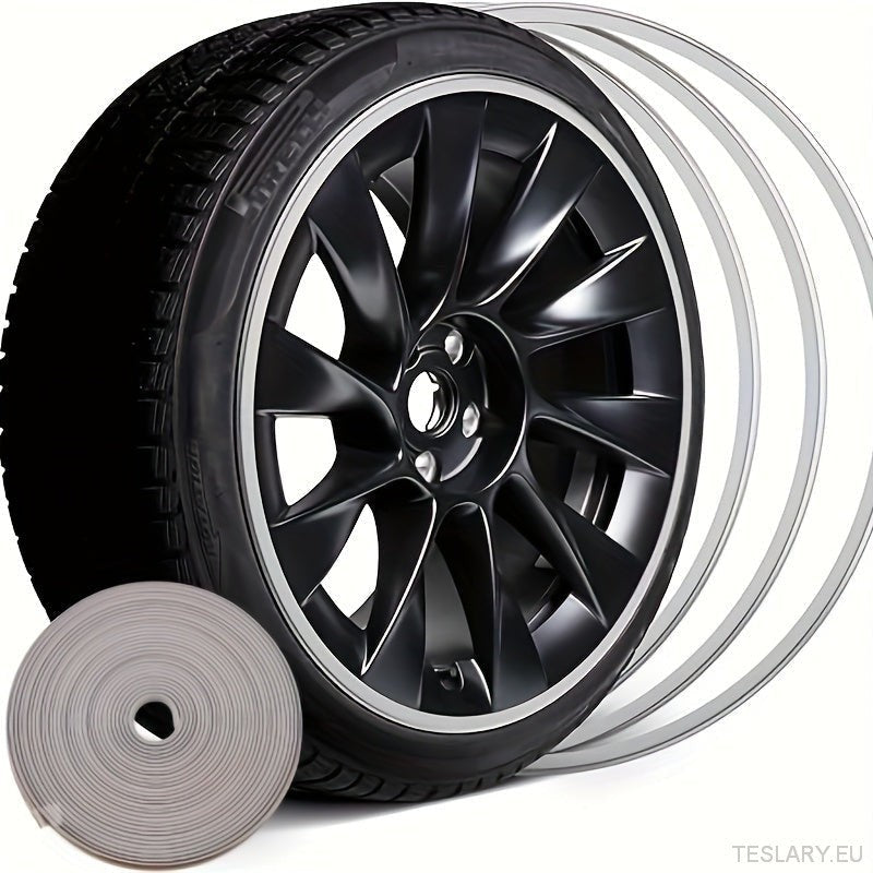 8M Car Wheel Rim Edge Protector, Rubber Wheel Hub Rim Guard, Vehicle Tyre Rim Decor Sticker Strip, Universal Automotive Accessories for Curb Rash and Wheel Scratch Prevention - TESLARY Tesla Shop Accessories Europe Nederlands Ireland Deutschland Espana Al