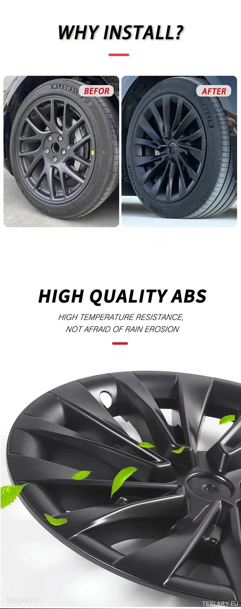 Tesla 3 Highland 18 "Cubiertas de ruedas de estilo deportivo plateado completo de 18"