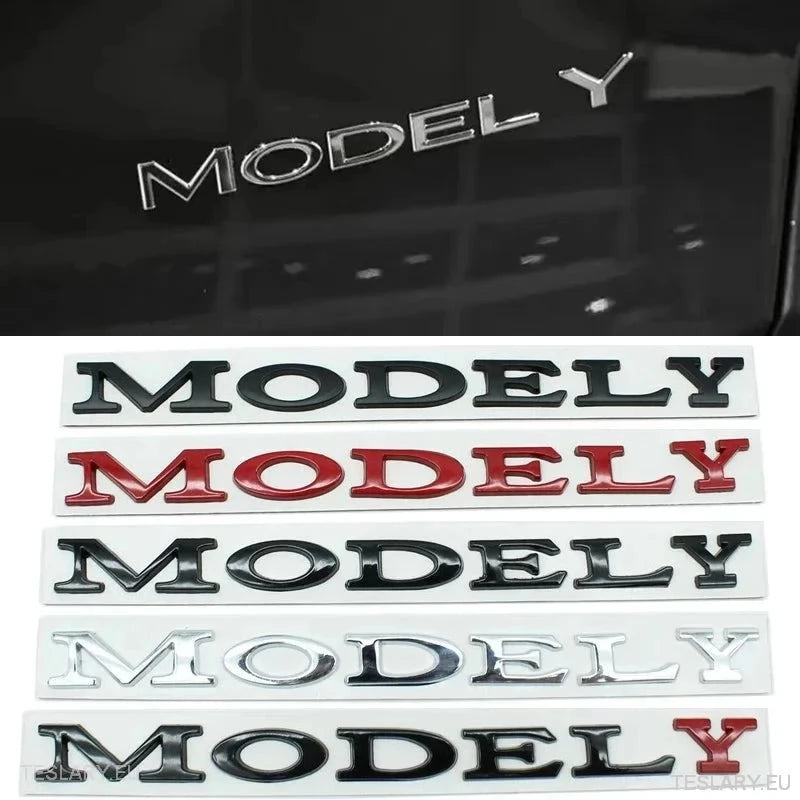 Tesla "Model Y" Emblema logo -ului din spate în Chrome & Black