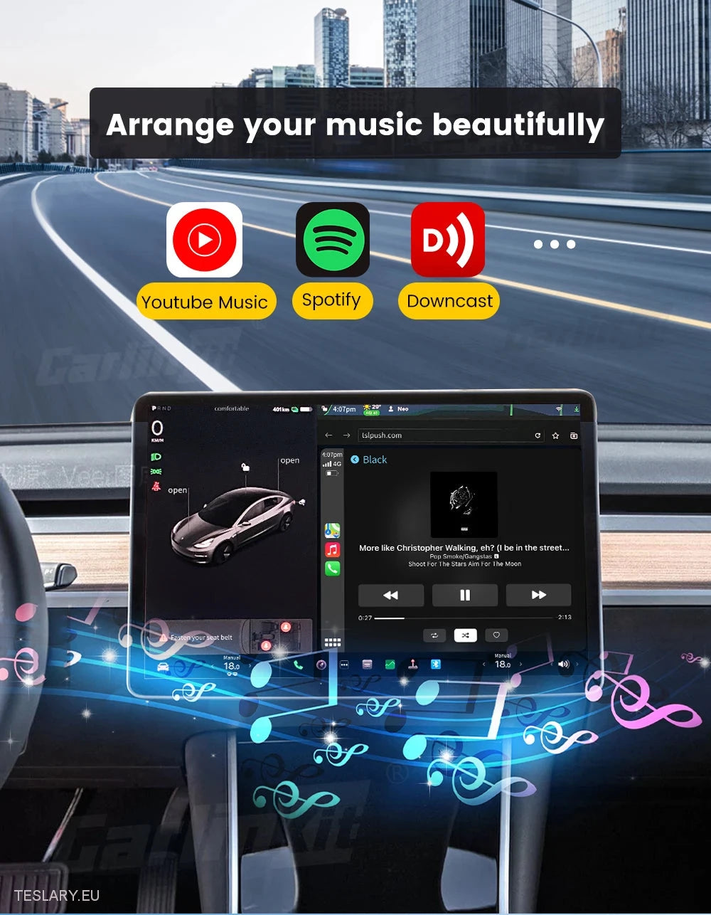 Adaptador inalámbrico Tesla para CarPlay para dispositivos Android y Apple