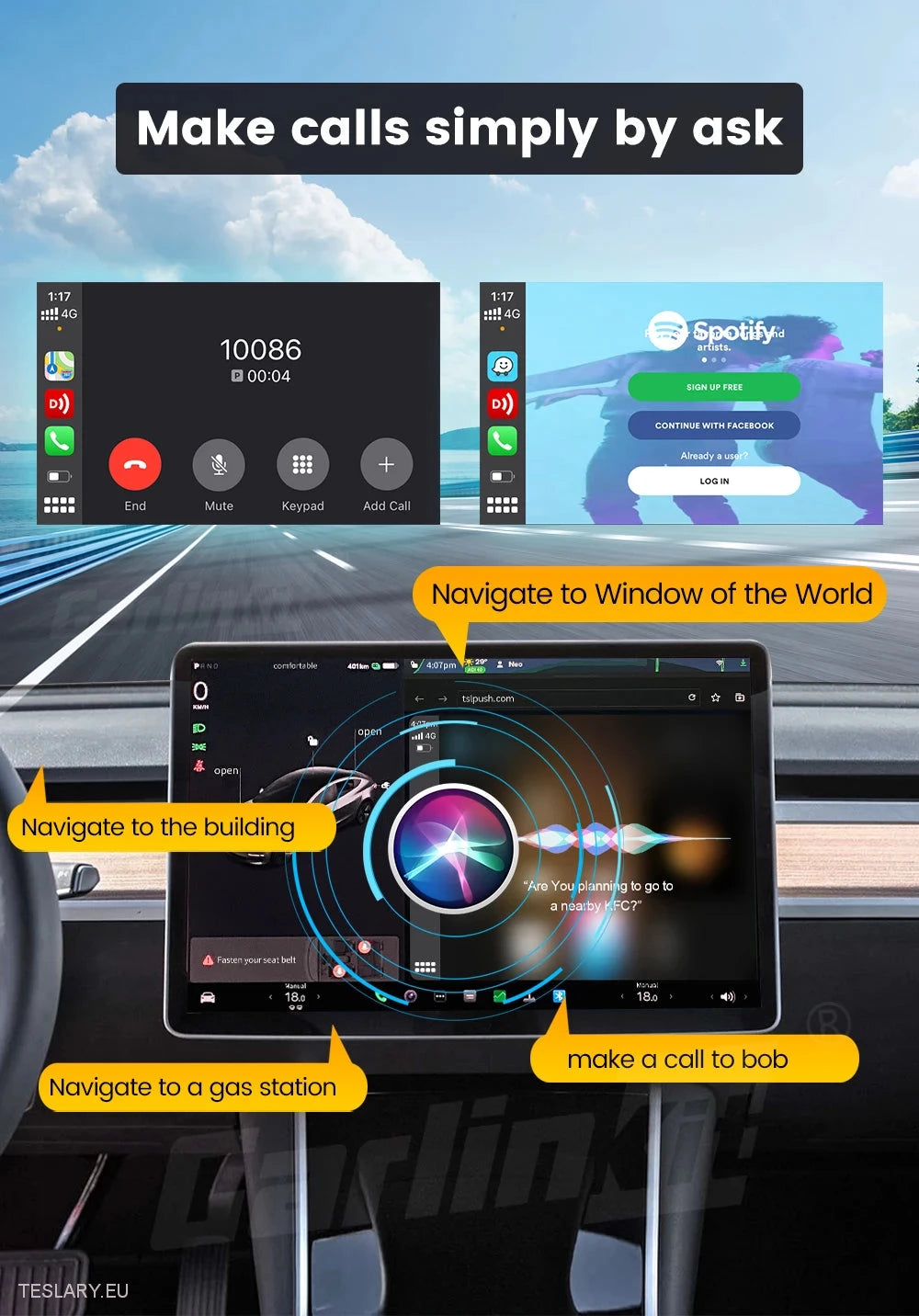 Adaptador inalámbrico Tesla para CarPlay para dispositivos Android y Apple