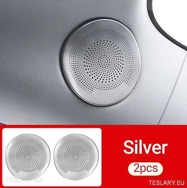 Tesla 3/y interieur voorronde luidspreker deksel zilver (paar)