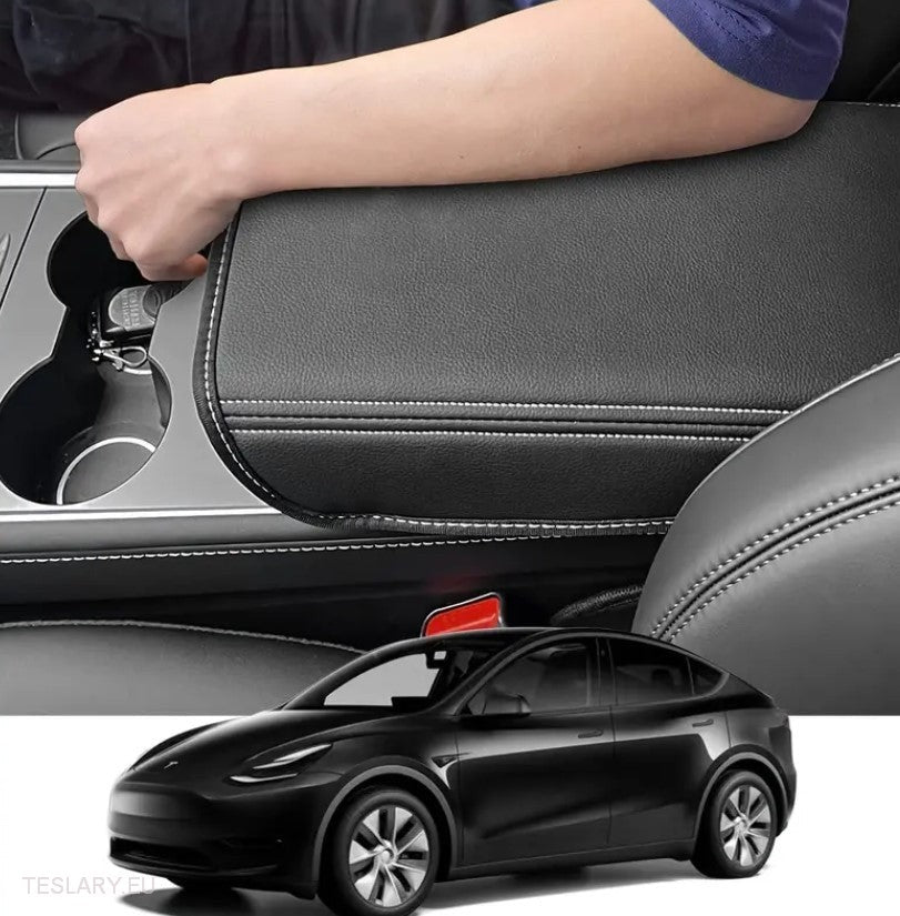 Tesla Mode 3/Y Centre Console PU Leather Armrest Cover in Black or White -TESLARY.IE Tesla Shop Europe