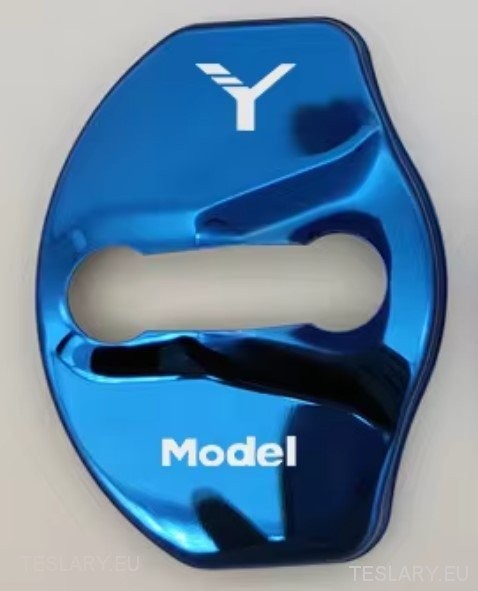 Tesla Model 3 / Y / X Stainless Steel Door Lock Protective Cover with Logo ( 4 PACK ) -TESLARY.IE Tesla Shop Europe