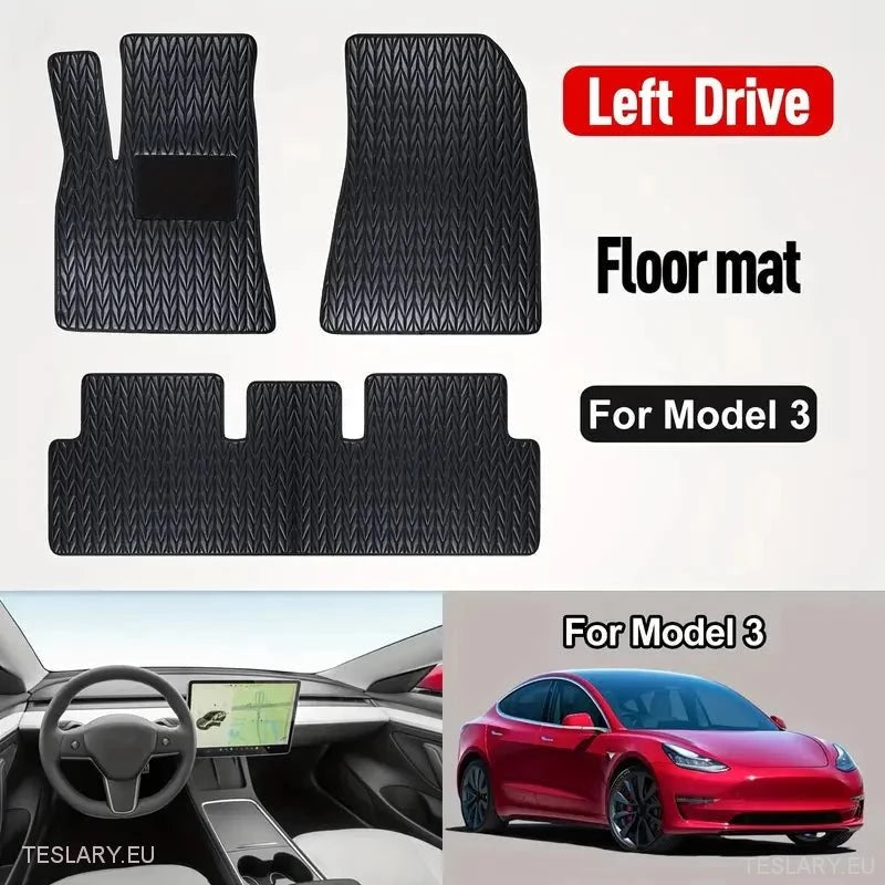 Tesla Model 3 Mats de piso de cuero PU personalizadas (accionamiento de la mano izquierda)