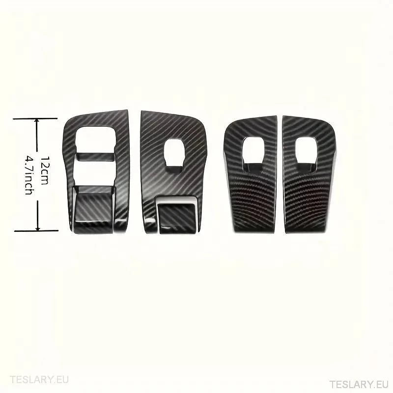 Piezas de adorno de ventana eléctrica de fibra de carbono para Tesla Model 3 e Y (LHD)