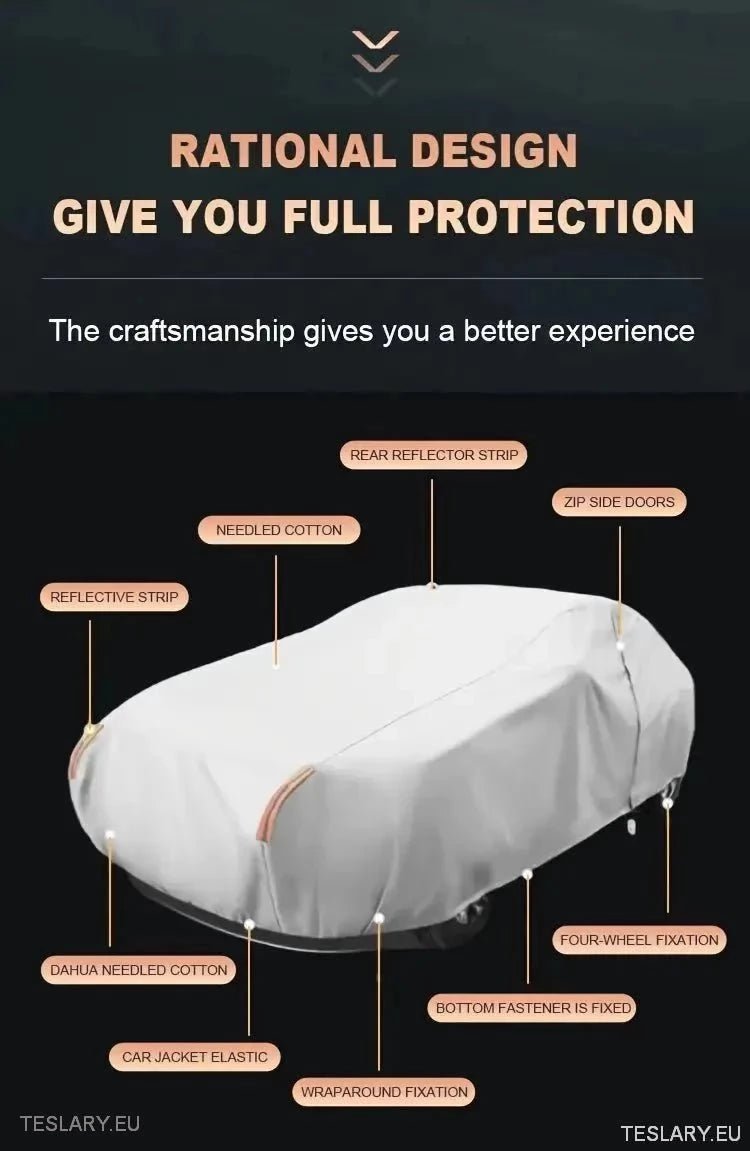 Indoor/Outdoor Universal 4.9M Car Cover/Protector - Black - TESLARY Tesla Shop Accessories Europe Nederlands Ireland Deutschland Espana Alicante France Italia
