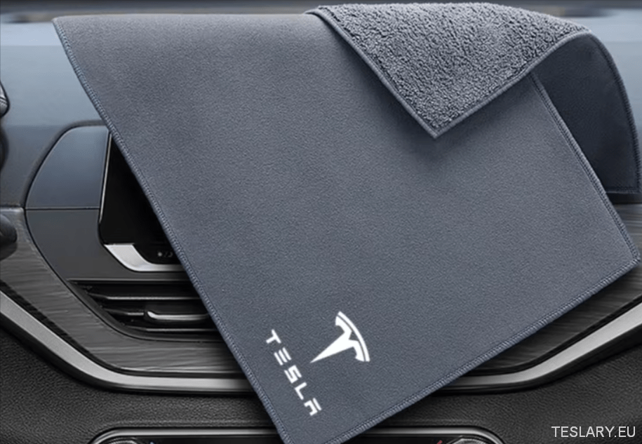 Microfibre Towel with Tesla Model Logo - TESLARY Tesla Shop Accessories Europe Nederlands Dublin Cork Ireland Deutschland Espana Alicante France Italia