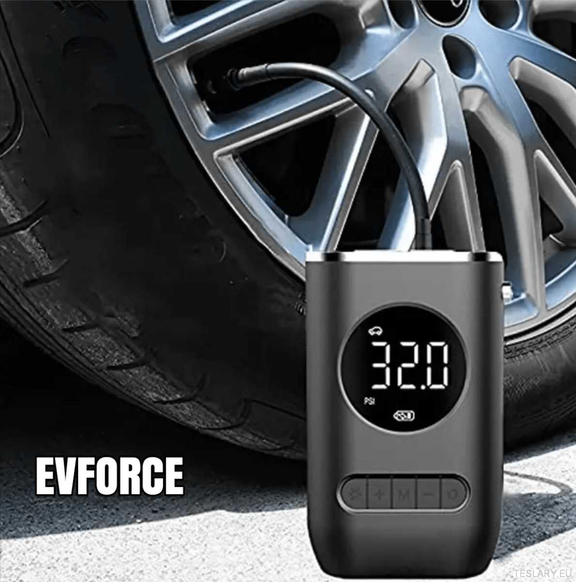 Portable Battery Powered Tyre Compressor for Tesla , BYD , MG & Other EVs - TESLARY Tesla Shop Accessories Europe Nederlands Dublin Cork Ireland Deutschland Espana Alicante France Italia