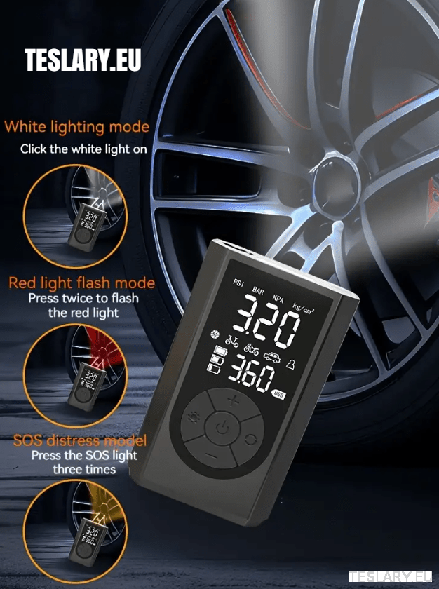 Portable Battery Powered Tyre Compressor for Tesla Model 3 Y S X - 2000Mah