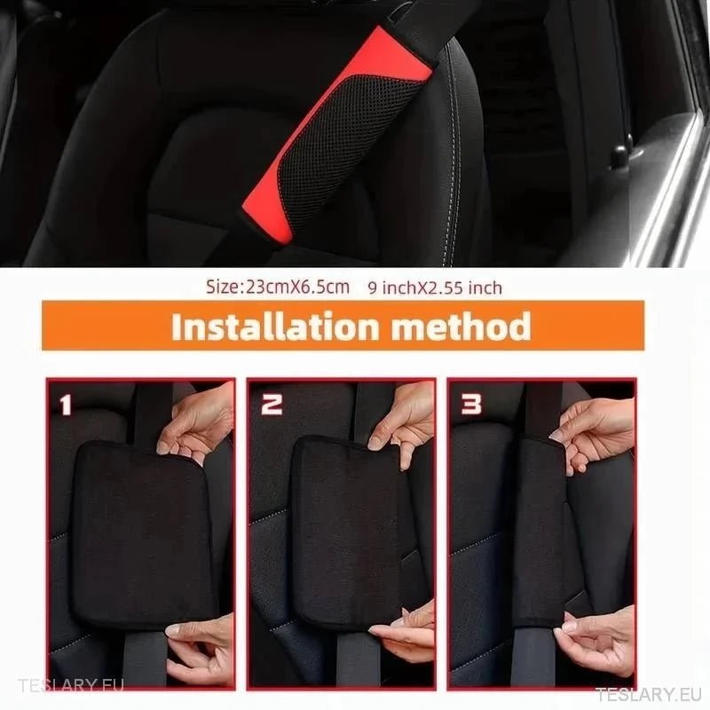 Seat Belt Shoulder Protector Carbon Fiber Look ( 2 Pieces ) - TESLARY Tesla Shop Accessories Europe Nederlands Ireland Deutschland Espana Alicante France Italia
