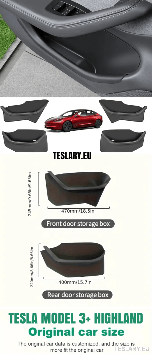 Tesla Model 3+ Highland , Model 3 & Model Y TPE Door Pocket Protectors - TESLARY Tesla Shop Accessories Europe Nederlands Dublin Cork Ireland Deutschland Espana Alicante France Italia