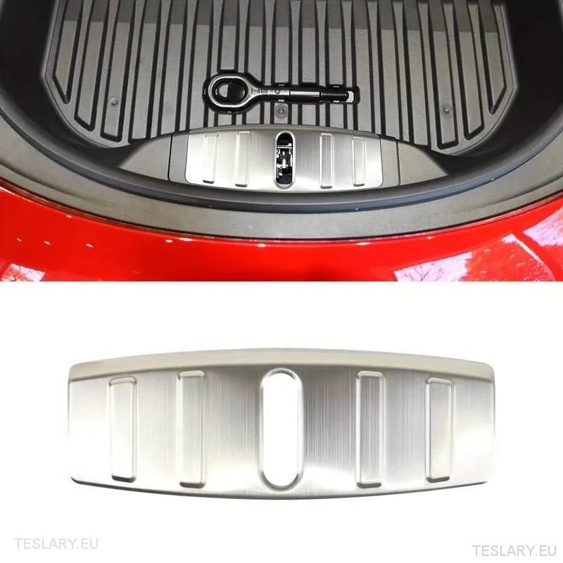 Tesla Model 3 Stainless Steel Trunk Lock Protector - TESLARY Tesla Shop Accessories Europe Nederlands Ireland Deutschland Espana Alicante France Italia