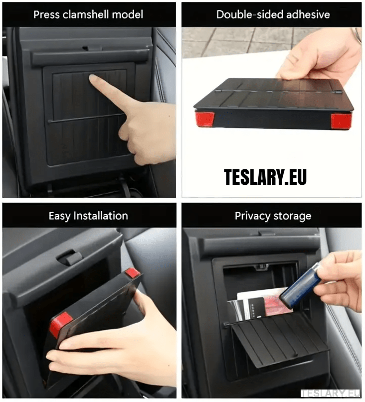 Tesla Model 3 / Y Armrest Hidden Storage - TESLARY Tesla Shop Accessories Europe Nederlands Dublin Cork Ireland Deutschland Espana Alicante France Italia