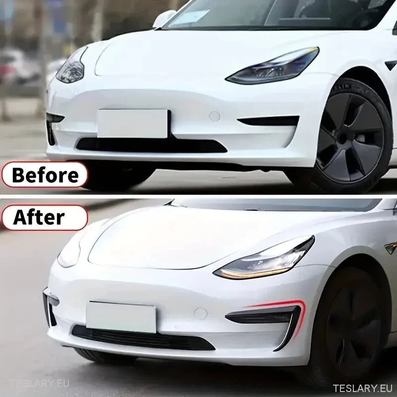 Tesla Model 3 / Y Fog Lights Wind Splitter In Carbon and Black -TESLARY.IE Tesla Shop Europe