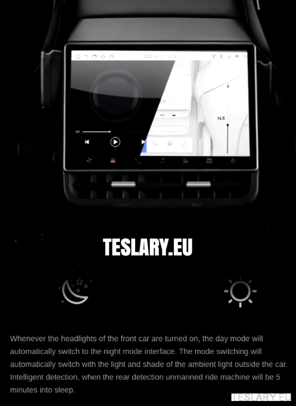 Tesla Model 3 / Y Rear 8.66" Screen with Android Auto & Apple Car Play - TESLARY Tesla Shop Accessories Europe Nederlands Dublin Cork Ireland Deutschland Espana Alicante France Italia