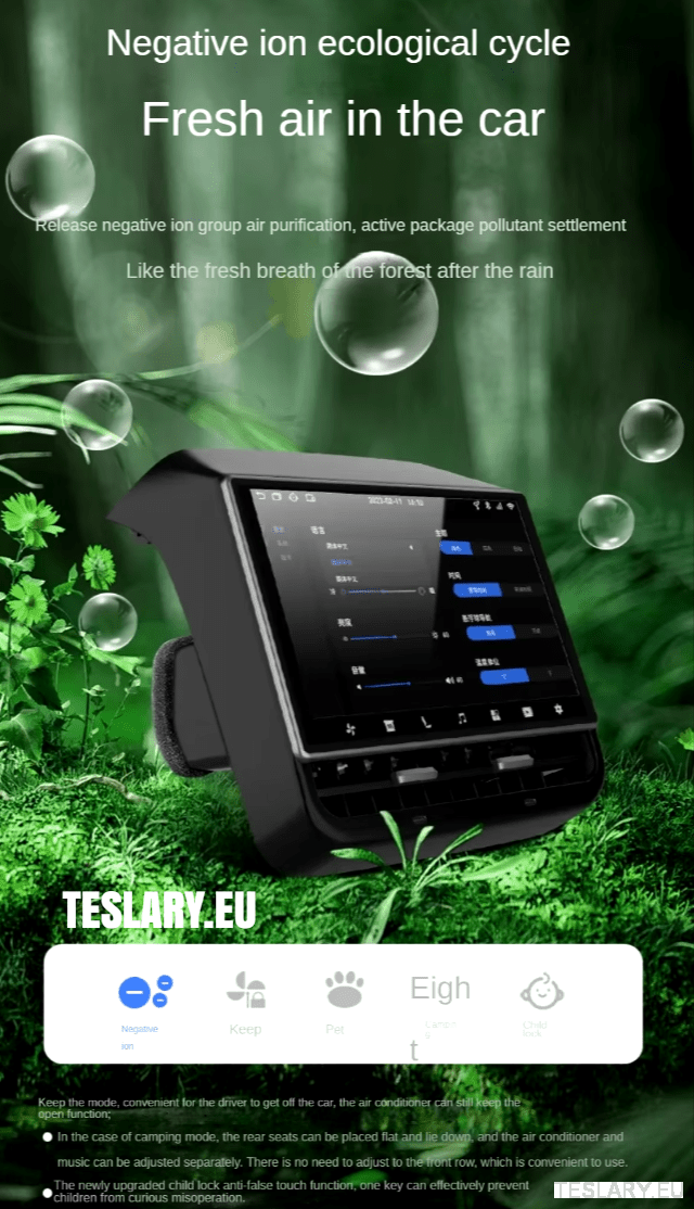 Tesla Model 3 / Y Rear 8.66" Screen with Android Auto & Apple Car Play - TESLARY Tesla Shop Accessories Europe Nederlands Dublin Cork Ireland Deutschland Espana Alicante France Italia