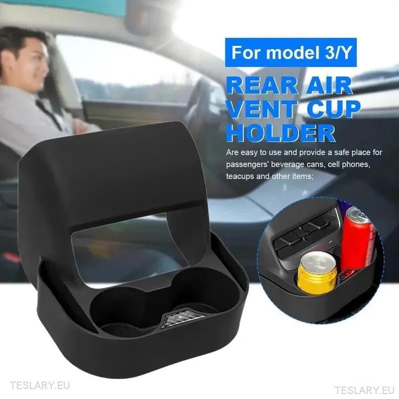 Tesla Model 3 / Y Rear Air Vent Double Cup Holder - TESLARY Tesla Shop Accessories Europe Nederlands Ireland Deutschland Espana Alicante France Italia
