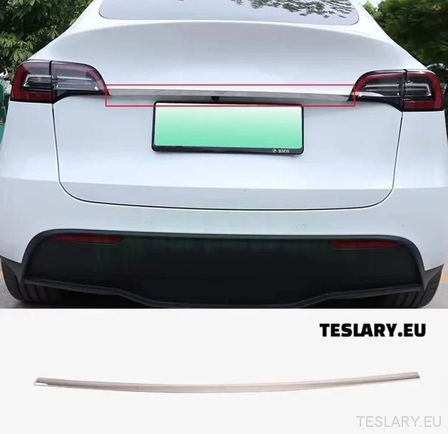 Tesla Model Y Trunk Chrome Protective Strips - TESLARY Tesla Shop Accessories Europe Nederlands Ireland Deutschland Espana Alicante France Italia