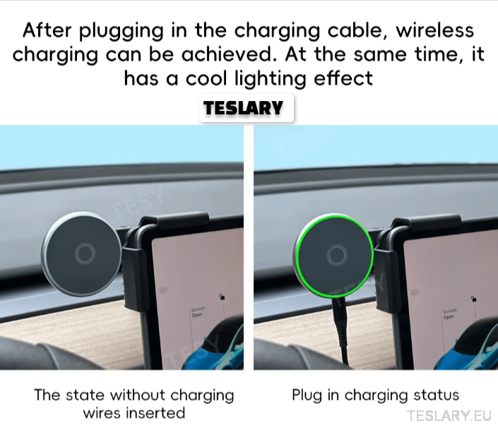 Tesla Screen Mount Phone Holder 15W Magnetic Magsafe Wireless Charger Tesla Model 3 / Model 3+ Highland / Model Y / Model Y+ Juniper - TESLARY Tesla Shop Accessories Europe Nederlands Dublin Cork Ireland Deutschland Espana Alicante France Italia