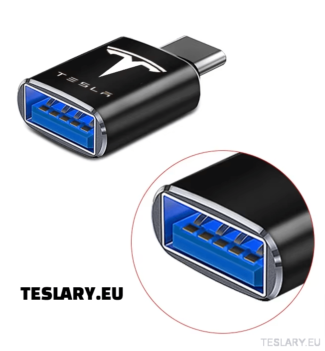 Tesla USB TYPE C to USB Adapter for Model 3 Y S X LOGO - TESLARY Tesla Shop Accessories Europe Nederlands Ireland Deutschland Espana Alicante France Italia