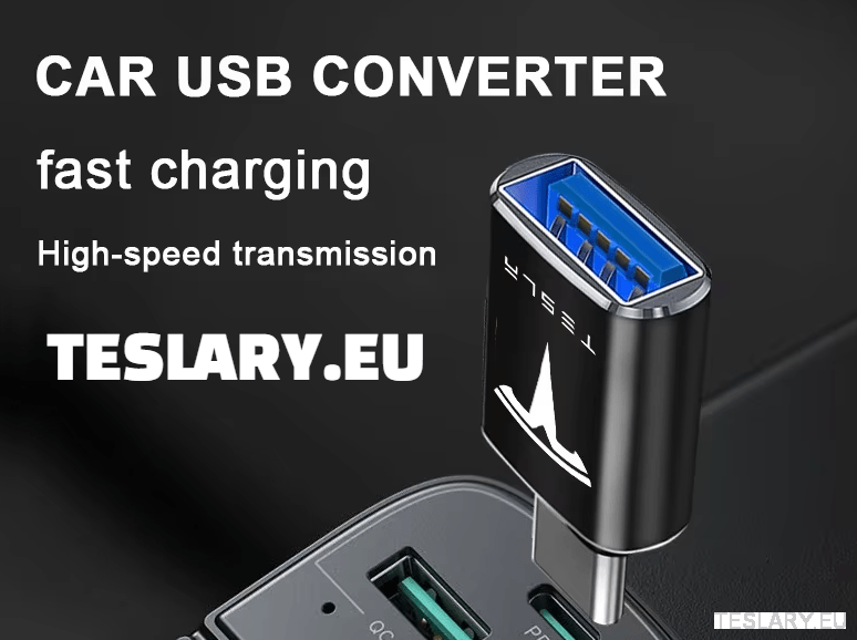 Tesla USB TYPE C to USB Adapter for Model 3 Y S X LOGO - TESLARY Tesla Shop Accessories Europe Nederlands Ireland Deutschland Espana Alicante France Italia