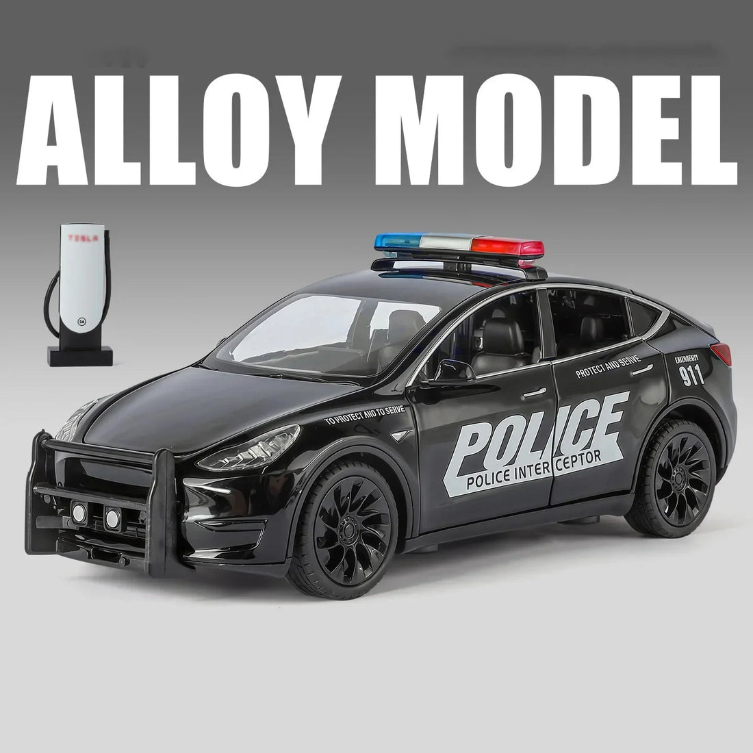 Tesla Model Y SUV Alloy Police Car - Upea Diecast-malli