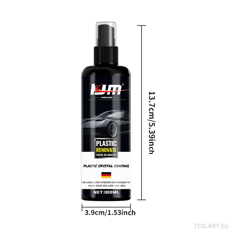 100ml Car Plastic Restorer & Shine Wax - Long - Lasting Hydrophobic Coating for Interior & Exterior, Brightens Black Surfaces - TESLARY Tesla Shop Accessories Europe Nederlands Dublin Cork Ireland Deutschland Espana Alicante France Italia