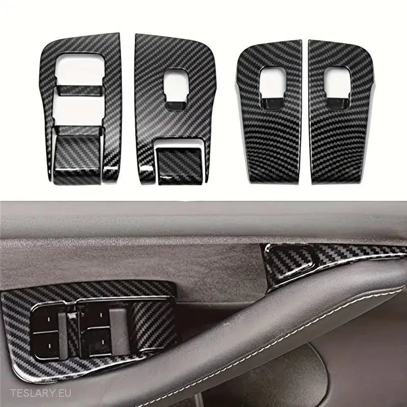 Carbon Fiber Electric Window Trim Pieces for Tesla Model 3 & Y  ( LHD ) -TESLARY.IE Tesla Shop Europe