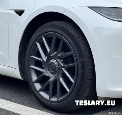 18" Tesla Model 3+ Highland Full Rim Induction Style Matte Black Wheel Covers - TESLARY Tesla Shop Accessories Europe Nederlands Ireland Deutschland Espana Alicante France Italia