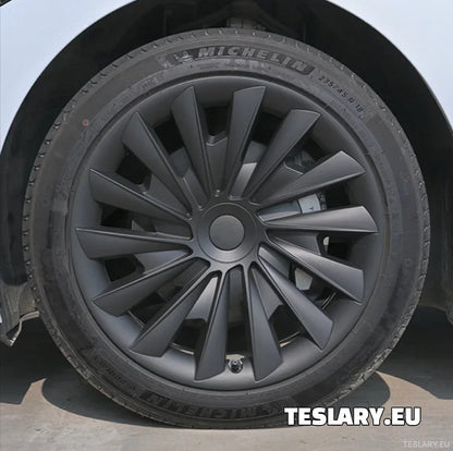 18" Tesla Model 3+ Highland Performance Induction Style Wheel Covers - Matte Black - TESLARY Tesla Shop Accessories Europe Nederlands Ireland Deutschland Espana Alicante France Italia