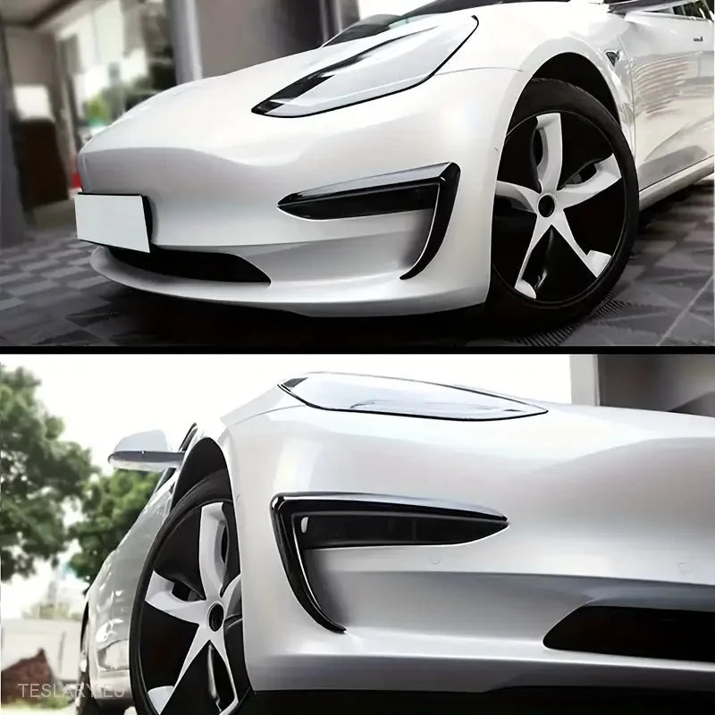 Tesla Model  3 / Y  Fog Lights Wind Splitter In Carbon and Black -TESLARY.IE Tesla Shop Europe