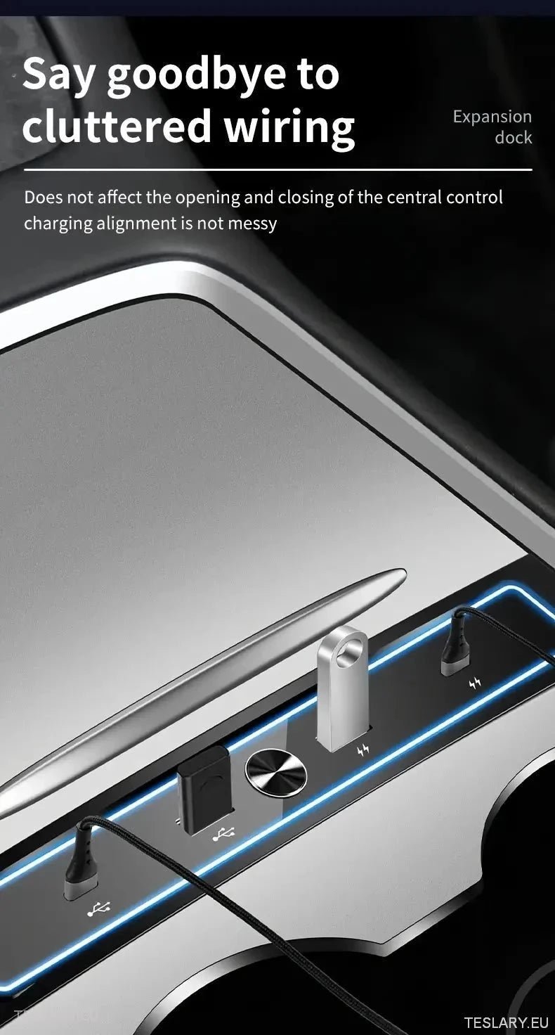 4 in 1 USB Expansion Hub for Tesla 3/Y - TESLARY Tesla Shop Accessories Europe Nederlands Dublin Cork Ireland Deutschland Espana Alicante France Italia
