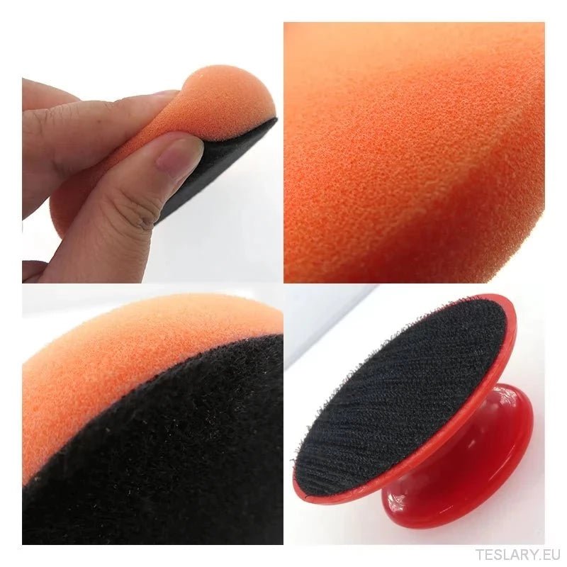 4 Inch Car Wax Applicator Pads Set with Red Handle Soft Sponge Applicators Foam Wax Pad for Polishing and Cleaning Cars - TESLARY Tesla Shop Accessories Europe Nederlands Ireland Deutschland Espana Alicante France Italia