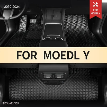 Tesla Model Y Mats de piso de cuero PU personalizadas (disco de mano izquierda)