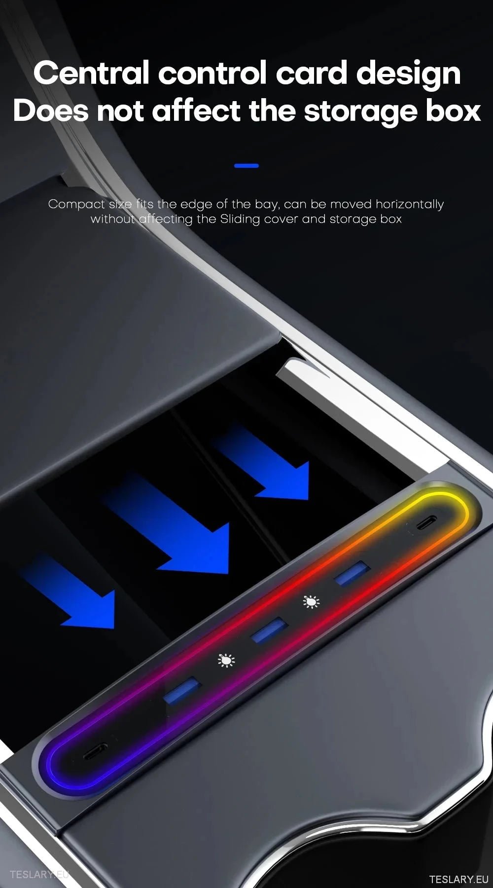5 in 1 RGB USB Expansion Hub for Tesla 3/Y - TESLARY Tesla Shop Accessories Europe Nederlands Dublin Cork Ireland Deutschland Espana Alicante France Italia