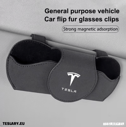 Tesla Gafas Case Sol Sol Soates con el logotipo de Tesla Color Negro