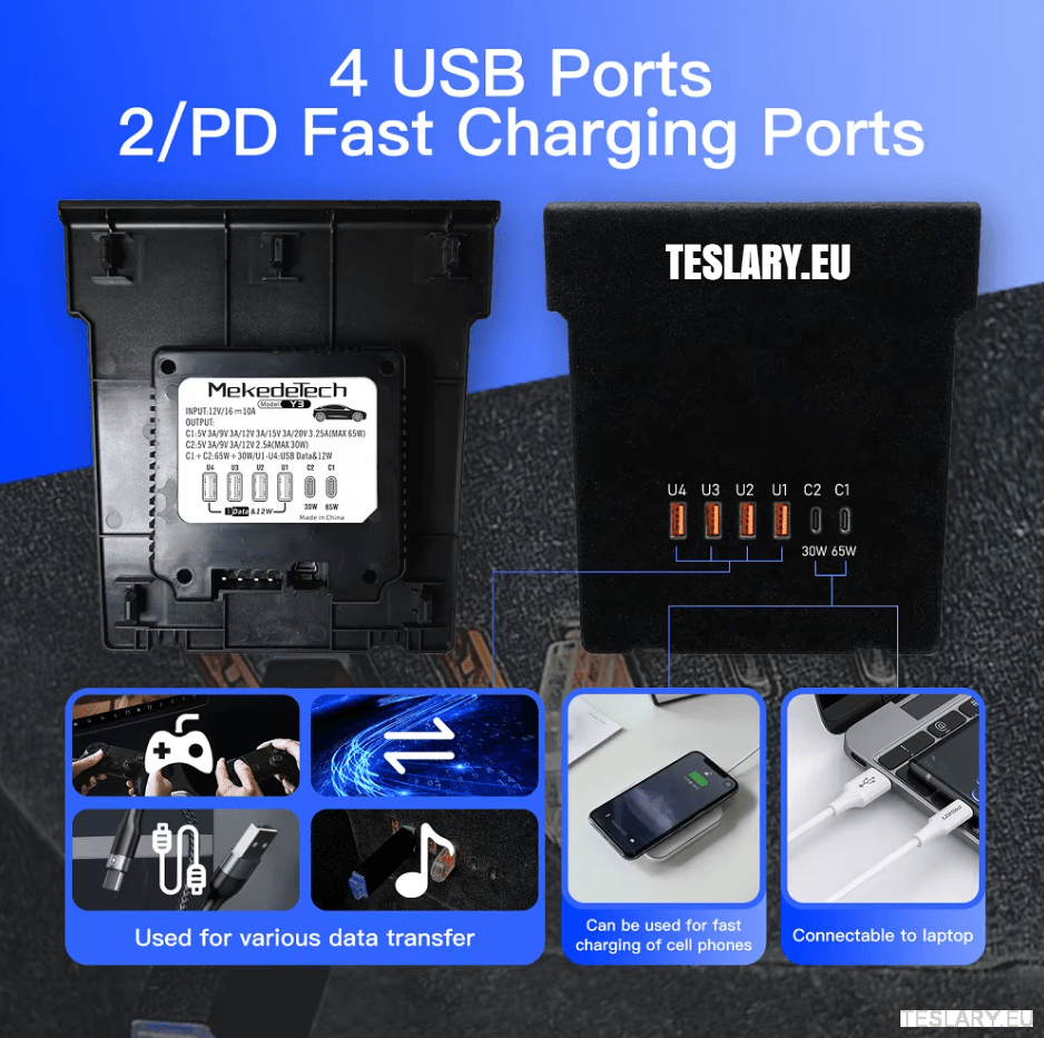 Tesla -malli 3 / y Center Console Data Storage USB -laajennuskeskus