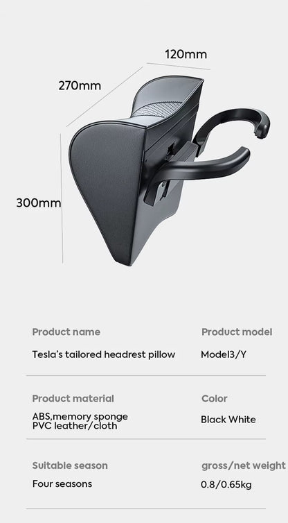 Premium Headrest Pillow with Support for Neck for Tesla Model 3 , Y , Highland & Juniper