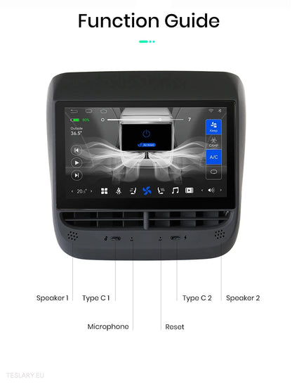 Tesla 3/Y Rear 7.2" Screen with Android 12 -TESLARY.IE Tesla Shop Europe