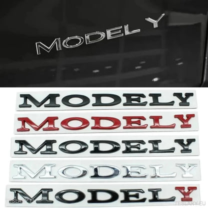 Tesla "Model Y" Emblema logo -ului din spate în Chrome & Black