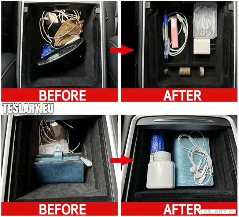 Tesla Model 3 / Y Accesorios 3 bandejas frontales y traseras de 3 paquetes y almacenamiento oculto