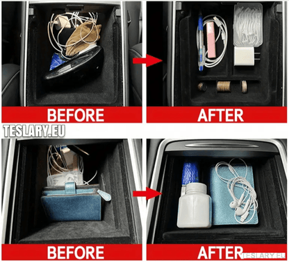 Tesla Model 3 / Y Accesorios 3 bandejas frontales y traseras de 3 paquetes y almacenamiento oculto