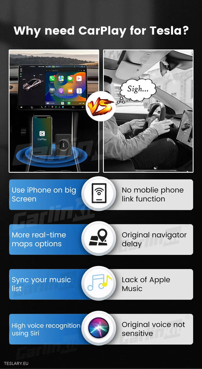 Adaptador inalámbrico Tesla para CarPlay para dispositivos Android y Apple